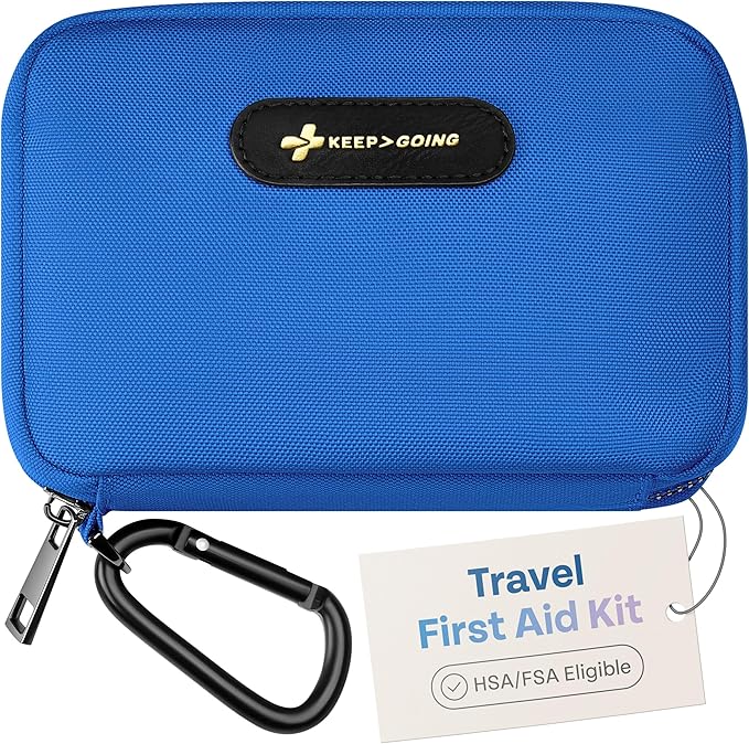 KeepGoing Travel First Aid Kit for Car, Home, Hiking, Camping and Outdoor Emergencies - First Aid Kit Travel Size TSA-Approved