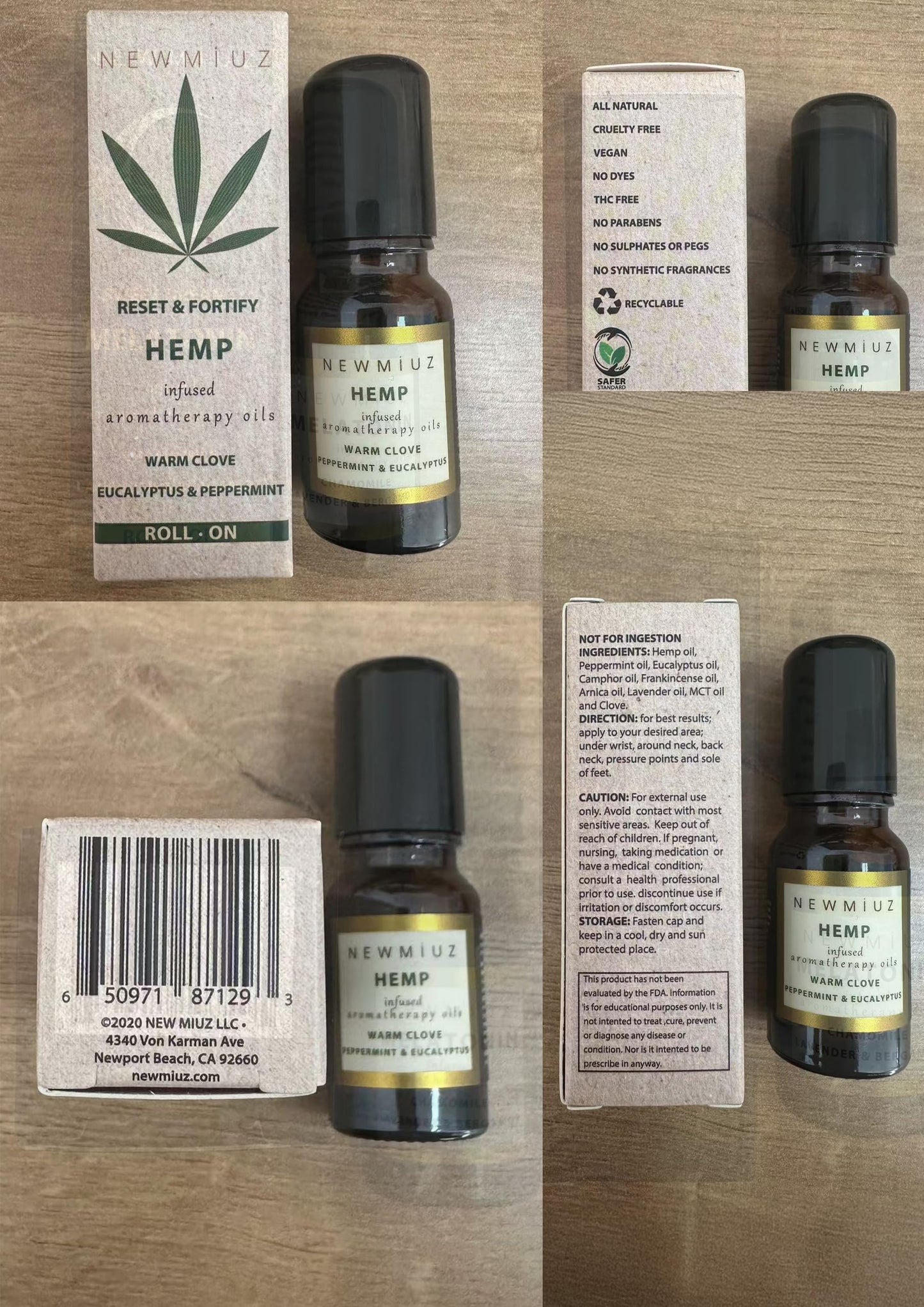 Migraine Headache Roll On Stick 300mg Hemp Peppermint Eucalyptus Clove Arnica Essential Oils Aromatherapy for Eaze Head Destress Gifts for Women Men