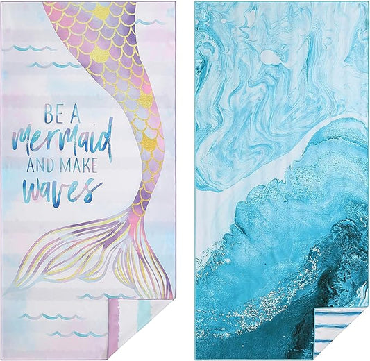 Casa Platino Quick Dry Beach Towel 2 Pack – Extra Large 32"x71" Lightweight Travel Towels, Sand Free & Compact, Ideal for Pool, Camping & Beach Adventures – Summer Essential – Maldives