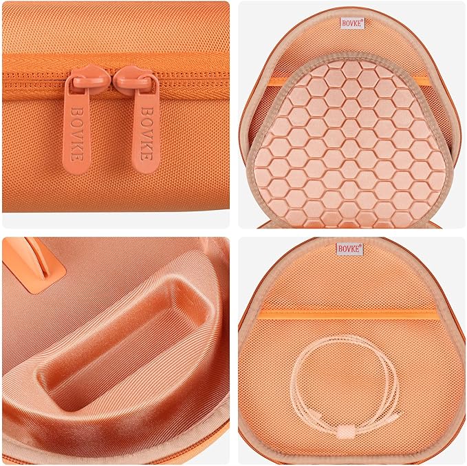 BOVKE Hard Carrying Case with Sleep Mode for Apple AirPods Max Wireless Over-Ear Headphones, AirPods Max Protective Portable Storage Bag with Mesh Pocket for Headphone Accessories, Orange