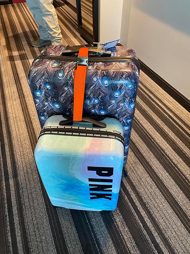 4Pack Add Bag Luggage Straps to Connect Two Suitcases, Adjustable Luggage Belt Connector for Carry On, Travel Attachment Accessories for Connect Your 3 Luggages, Multicolor