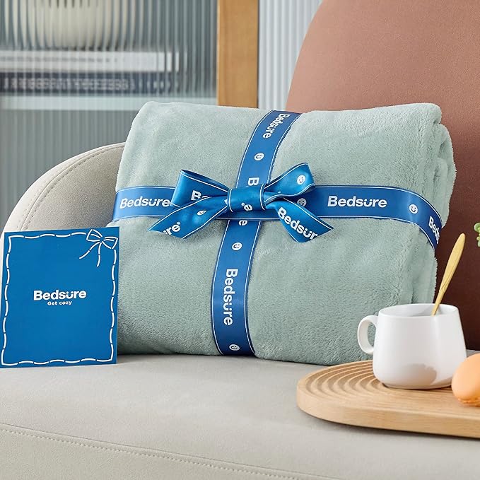 Bedsure GentleSoft Fleece Blanket California King Sage Green - Lightweight Plush Fuzzy Cozy Soft Bed Blankets, 102x96 inches