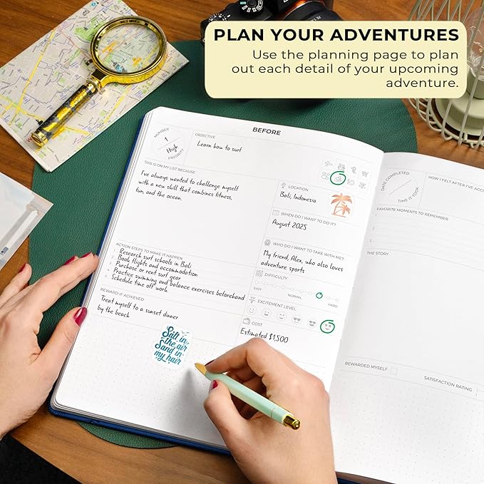 Clever Fox Bucket List Journal Large – Inspirational Book for Memories & Adventures – Motivational Bucket List Notebook for Couples, A4 (Mystic Blue)