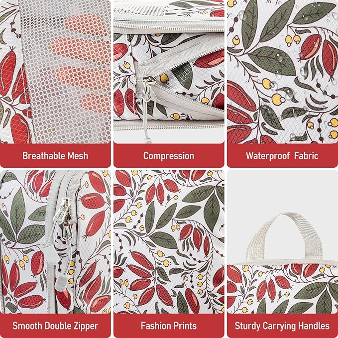 4-Piece Packing Cube Set - Lightweight Luggage Organizers for Travel, Vacation and Suitcases - Durable Accessories with Compression