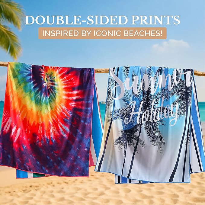 Casa Platino Pool Towels for Adults 2 Pack – Extra Large 32"x71" Lightweight Microfiber, Quick Dry Towels for Travel, Ideal for Pool, Beach & Camping – Perfect Summer Use – Lucifer