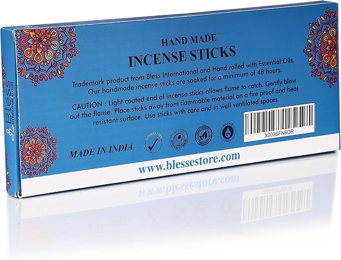 Bless-Ocean-Salt 100%-Natural-Handmade-Hand-Dipped-Incense-Sticks Organic-Chemicals-Charcoal-Free Purification-Relaxation-Positivity-Yoga-Meditation Best-Woods-Scent (100 Sticks(5.25 OZ))
