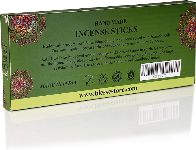 Bless-Opium 100%-Natural-Handmade-Hand-Dipped-Incense-Sticks Organic-Chemicals-Charcoal-Free Purification-Relaxation-Positivity-Yoga-Meditation Best-Woods-Scent (100 Sticks(5.25 OZ))