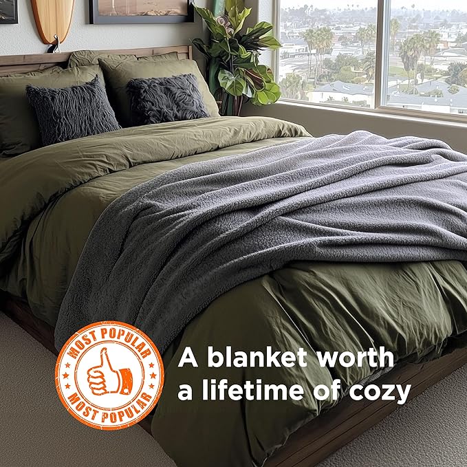 Bedsure GentleSoft Fleece Throw XL Blanket for Couch - 300GSM Soft Lightweight Plush Cozy Blankets for Travel, Grey, 50x70 inches