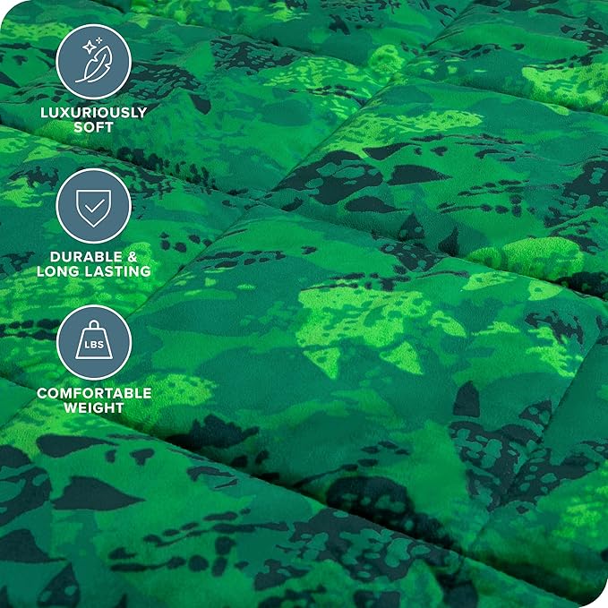 Bare Home Weighted Blanket Twin or Full Size 10lb (40" x 60") - Minky Fleece - Premium Heavy Blanket Nontoxic Glass Beads (Dinosaur, 40"x60")