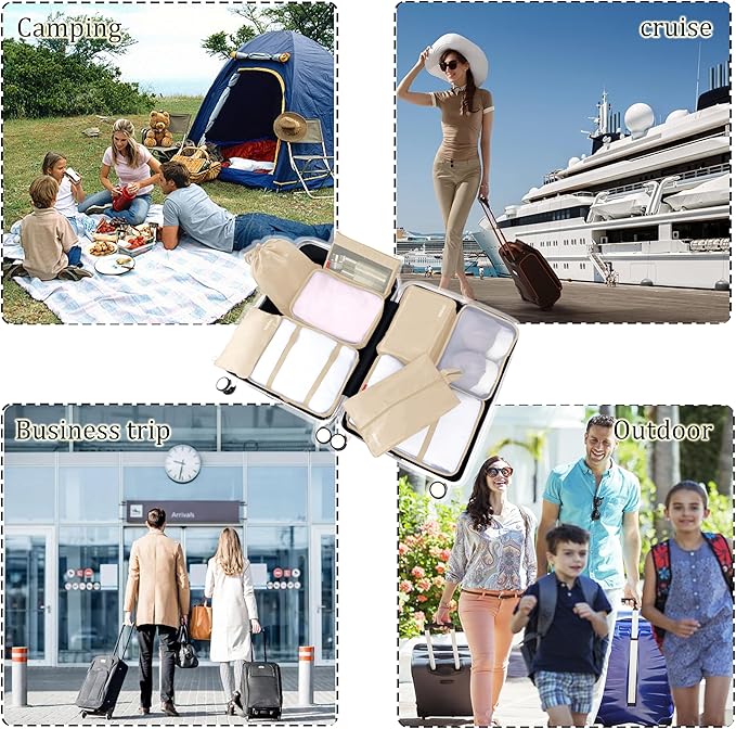 9 set Packing Cubes for Travel,Effortless Organization Cube for Quick Packing& Unpacking, Travel Must Have Suitcase Organizer Essentials for any Journey,Cruise,Camping,hiking,Vacation,Business trip