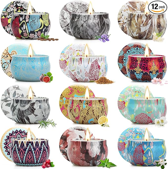 Candles, Candles Gifts for Women, 12 Pack Scented Candles, Soy Candles, Valentines Day Gifts for Women, Stress Relief & Body Relax, Ideal Gifts for Women Birthday, Mothers Day Gifts for Mom