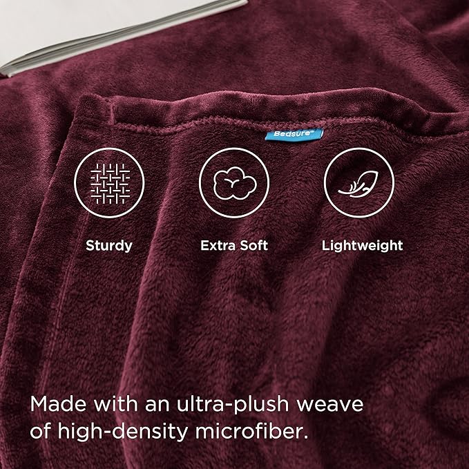 Bedsure GentleSoft Burgundy Red Fleece Blanket King Size - 280GSM Throw Blankets for Couch,Sofa,Bed, Soft Lightweight Plush Cozy Throws for Toddlers