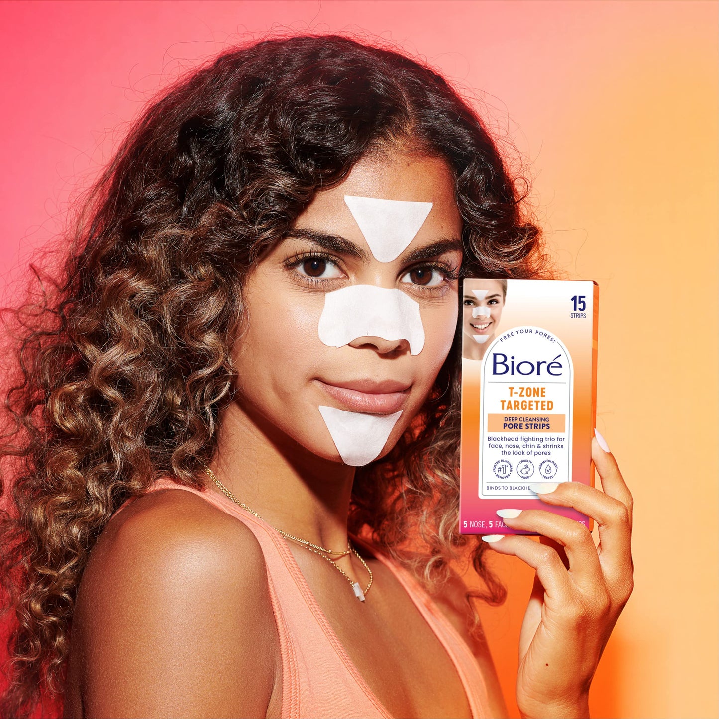 Bioré T-Zone Blackhead Remover Strips, Deep Cleansing Pore Strips, (5 Nose + 5 Face + 5 Chin Strips), Instant Pore Unclogging for the T-Zone Area, 15 Count