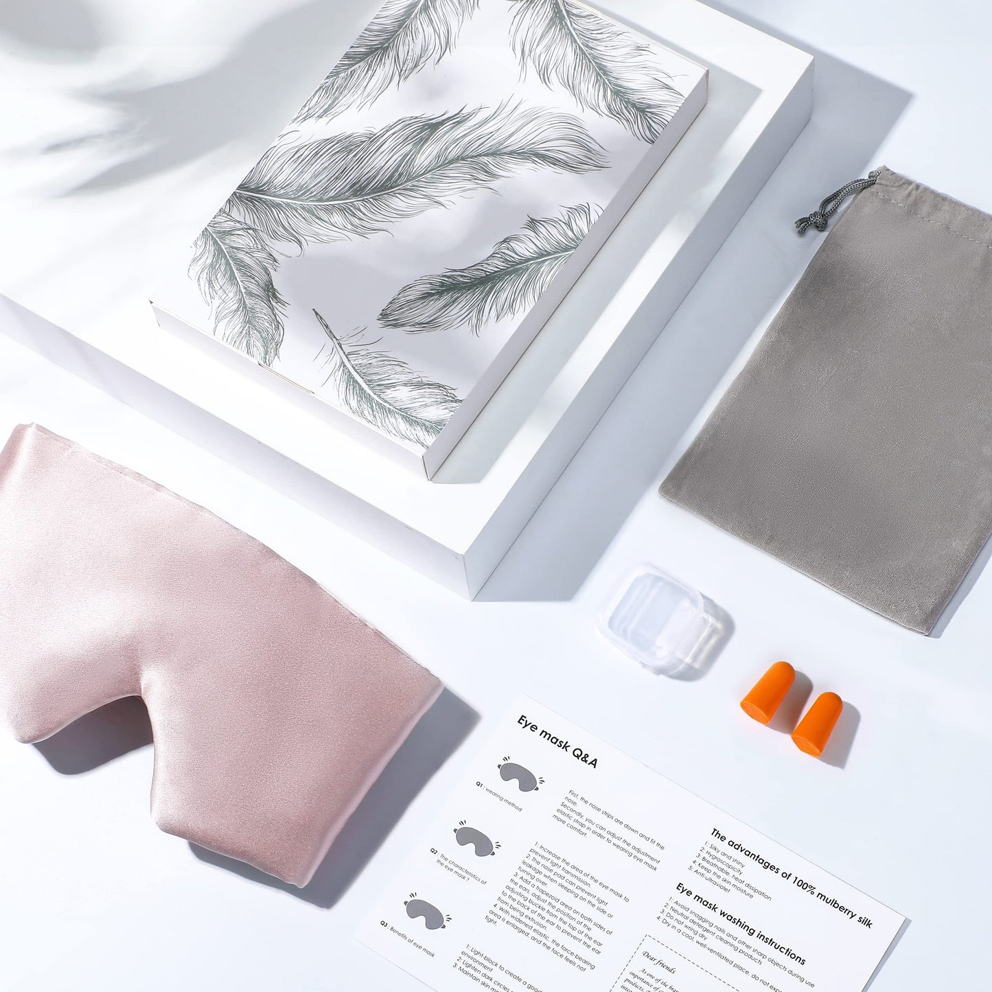 FRESHME 100% Mulberry Silk Sleep Mask Blackout Eye Mask Blindfold for Men Women with Elastic Strap, Cute Gorgeous Pink Soft and Comfortable Perfect Eye Shade Cover for Sleep Travel Nap Yoga and Work…