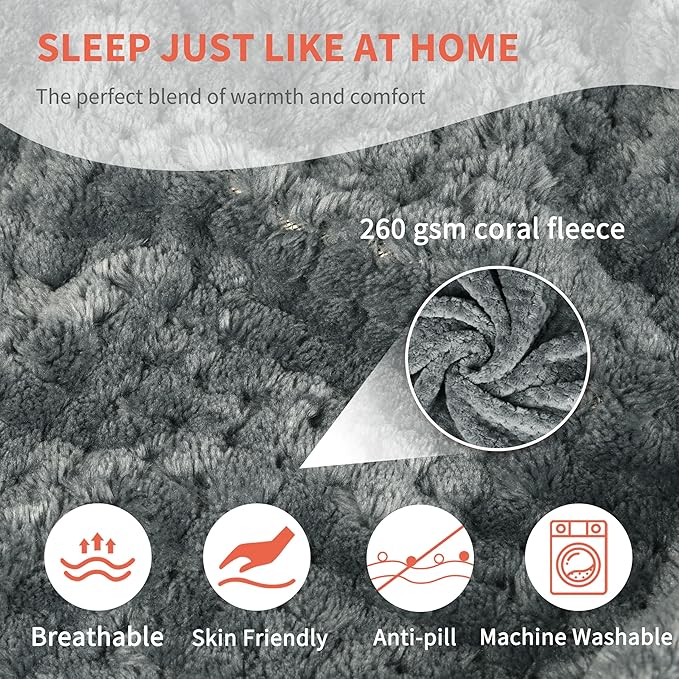 Tirrinia Travel Blanket Airplane Compact with Bag, Soft& Lightweight Wearable Blanket with Foot Pockets for Women Men Adults, Warm Snuggle Blanket, Airplane Travel Essentials, Travel Gifts for Her,