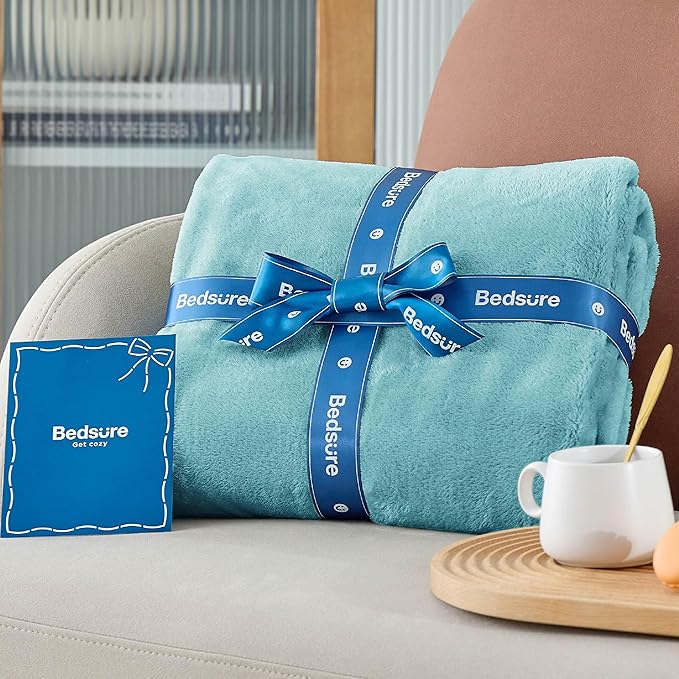 Bedsure GentleSoft Fleece Throw Blanket for Couch River Blue - Lightweight Plush Fuzzy Cozy Soft Blankets and Throws for Sofa, 50x70 inches