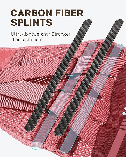 Back Brace for Women with Carbon Fiber Splints, Ergonomic Curved Spine Support, Breathable Air Mesh, Lightweight Back Brace for Lower Back Pain Women, Posture, Lifting, Sciatica, Pink, S