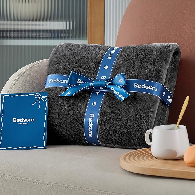 Bedsure GentleSoft Twin XL Fleece Blanket Dorm Bedding - Lightweight Soft Cozy Blankets for Bed, Sofa, Couch, Travel, Camping, Charcoal, 66"x90"