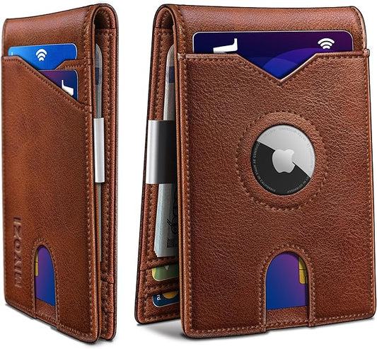 Airtag Wallet for Men,with Money Clip 11 Cards Slim Front Pocket Leather RFID Blocking Wallet with Gift Box