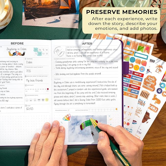 Clever Fox Bucket List Journal – Inspirational Book for Memories & Adventures – Motivational Bucket List Notebook for Couples, A5 (Purple)