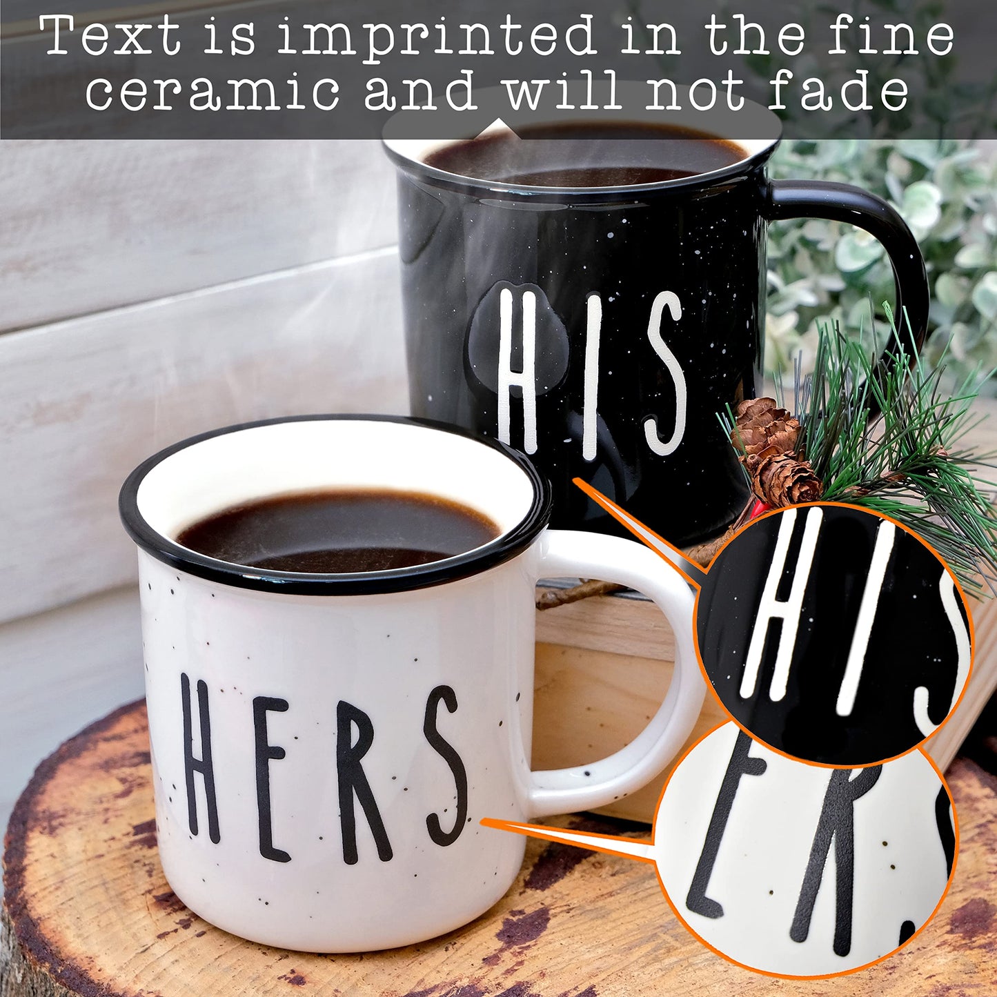 His And Hers Mugs Set Of 2 Coffee Mug 11 Ounce, Cute Matching Coffee Mug Couples for Anniversary, Engagement Him Her Gift