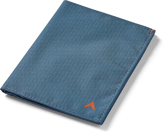 Allett Travel Wallet, Indigo Blue | Nylon, Thin Bifold, RFID Blocking, Minimalistic, Front Pocket | Holds Up To 10 Cards & Passport | For Men & Women