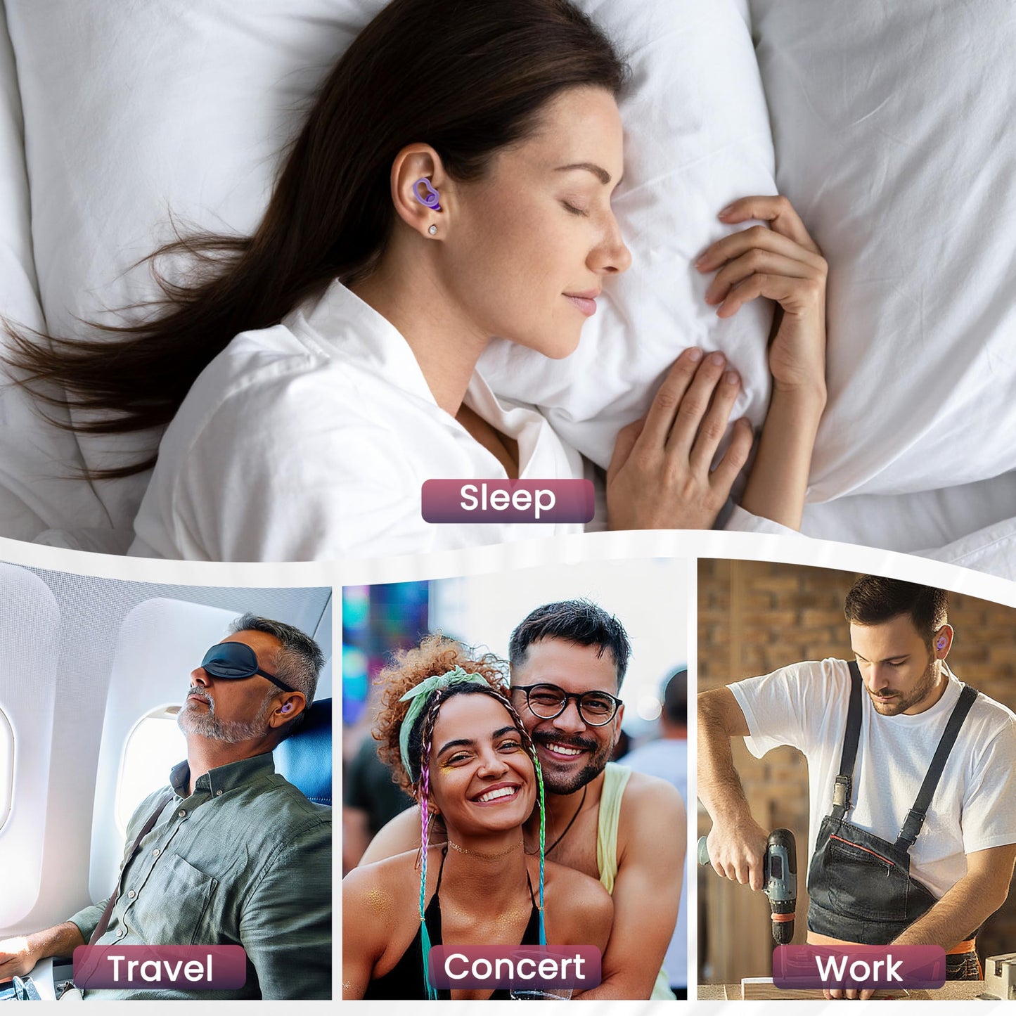 Noise Cancelling Ear Plugs for Sleeping - 2 Pairs Reusable Soft Silicone Noise Block Earplugs for Sound Proof, 31db Noise Reduction Earplug for Sleep, Snoring Blocking, Concert