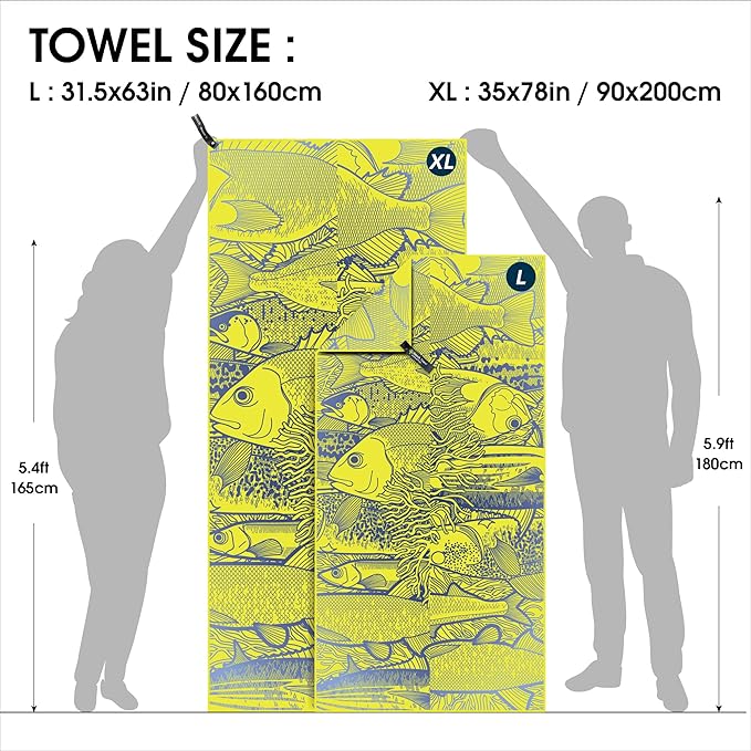4Monster Microfiber Beach Towel Quick Dry,Super Absorbent Lightweight Travel Towel for Swimmers, Sand Free Camping Towel, Beach Towels for Pool,Swim,Water Sports,Yoga