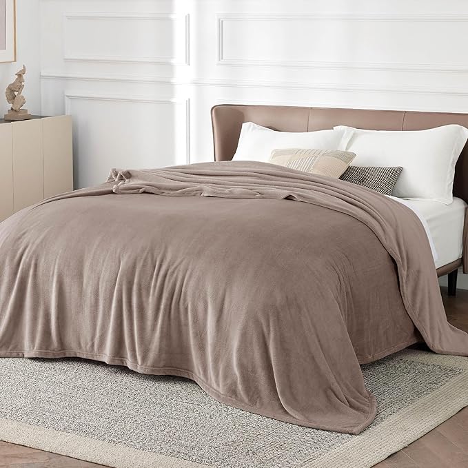 Bedsure GentleSoft Fleece Bed Blankets Queen Size Mocha Brown - Soft Lightweight Plush Fuzzy Cozy Luxury Blanket Microfiber, 90x90 inches