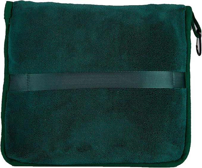 BlueHills Premium Soft Travel Blanket Pillow Airplane Flight Blanket Throw in Soft Bag Pillowcase Compact Pack Large Comfort for Travel Green (Dark Green T010)