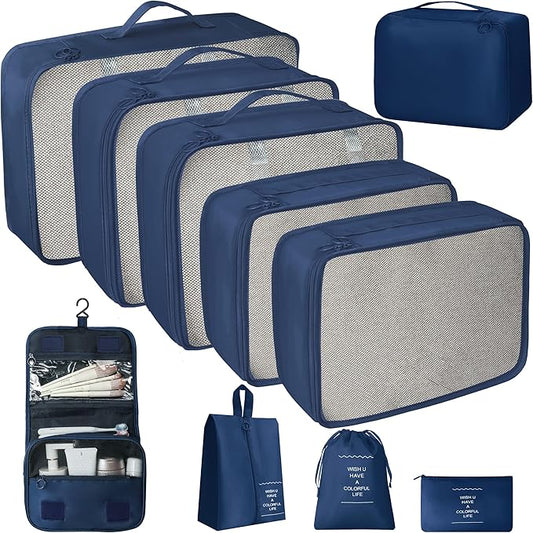 10 Pcs Set Packing Cubes - Travel Packing Organizers, Expandable Suitcase Organizer, Luggage Organizer Bags