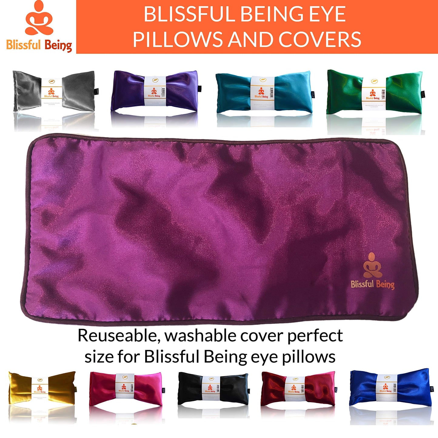 Blissful Being Lavender Eye Pillow | Hot or Cold Weighted Satin Eye Mask Perfect for Sleeping, Yoga, Meditation | Gifts for Women, Birthday, Teachers | Natural Herbal Relaxation | Made in USA (Aqua)