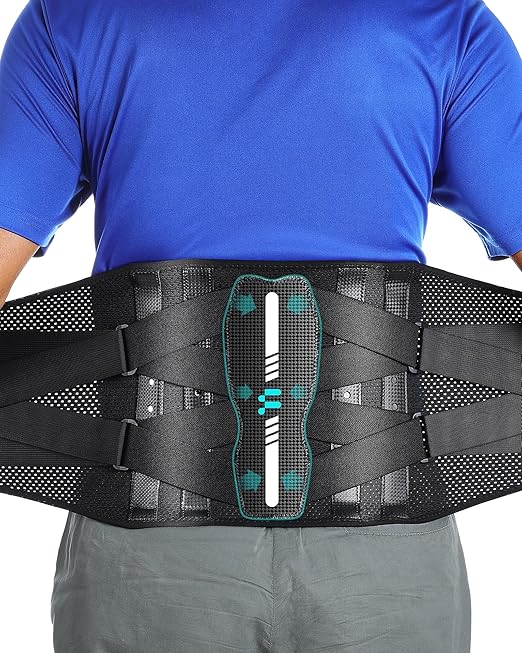 Back Brace for Lower Back Pain Relief, Carbon Fiber Support, Ergonomice Curved, Ultra-thin Air Mesh, Lightweight and Adjustale Design, Size 3XL