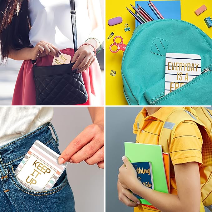 Cinrobiye 24 Pcs Mini Colorful Notebooks, Funny Motivational Journals Notepads Inspirational Notepads Small Pocket Notebook for Kids Teacher School Office Gift Bulk Prizes Travel Supplies (Gold)