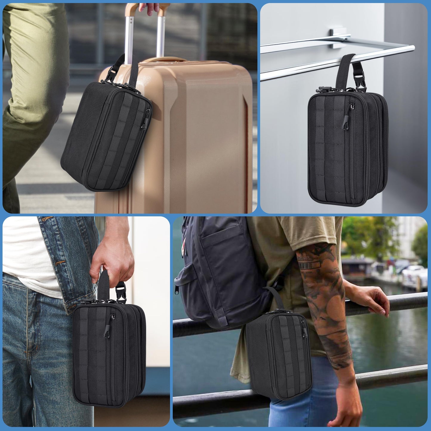 HILOMON Hygiene Bag Tactical Inspired Mens Toiletry Shower Shave Kit Grooming Bag for Travel YKK Zippers Water-resistant Fabric Military Molle