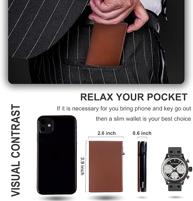 Aiuwo Airtag Wallet for Men,Mens Wallet Card Holder,Smart,Slim,Minimalist Wallet,Credit Cards Holder RFID Blocking Wallet (Airtag Wallet, Lichee Brown)
