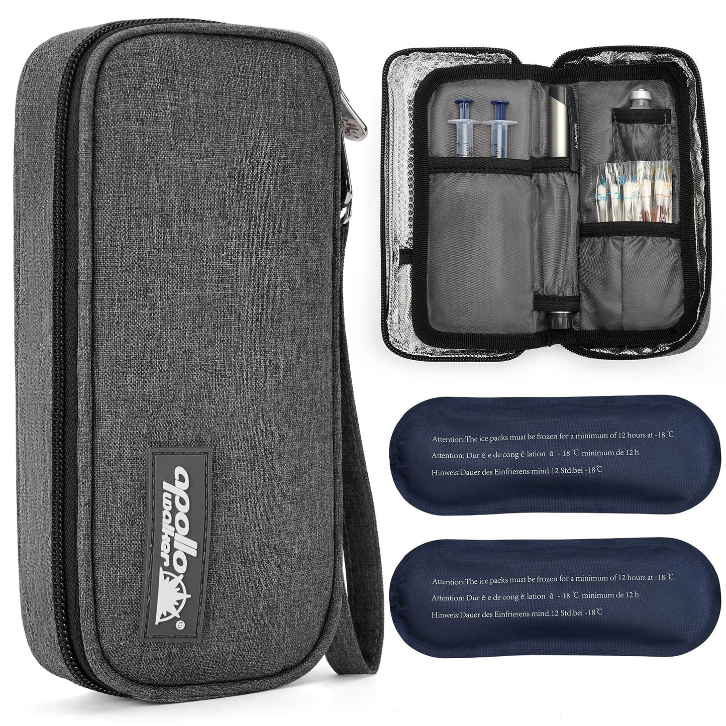 apollo walker Insulin Cooler Travel Case Diabetic Medication Cooler with Ice Packs and Insulation Liner insulin cooler travel case tsa approved