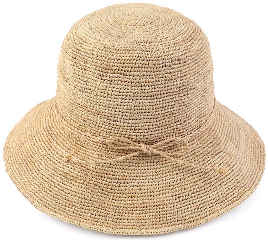 Melesh Women's Bucket Hats Fashion Womens Summer Beach Sun Straw Hat (Natural)