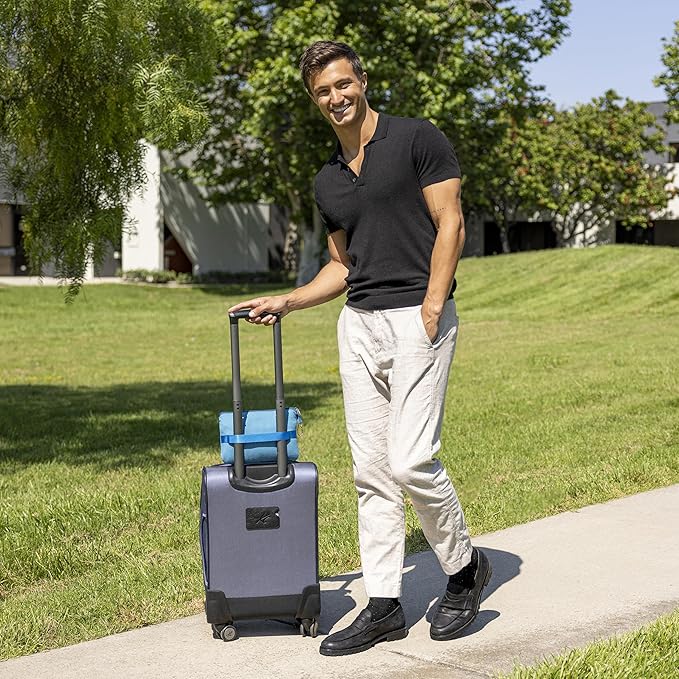 BlueHills Travel Blanket Pillow Compact Lightweight Pocket Size Airplane Traveling Essential Flight Trip Throw in Bag Portable Case Plane Accessory Teal Blue L03