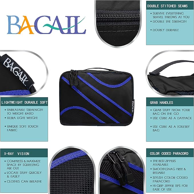 BAGAIL 6 Set Packing Cubes,Travel Luggage Packing Organizers