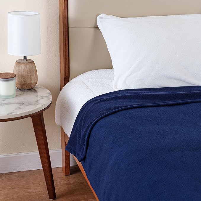 Berkshire Blanket Microfleece King Size Bed Blanket Navy,Lightweight Soft Breathable Plush Micro Fleece Blanket for Bed Couch Sofa,90x108 Inches