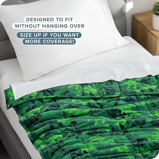 Bare Home Weighted Blanket Twin or Full Size 10lb (40" x 60") - Minky Fleece - Premium Heavy Blanket Nontoxic Glass Beads (Dinosaur, 40"x60")