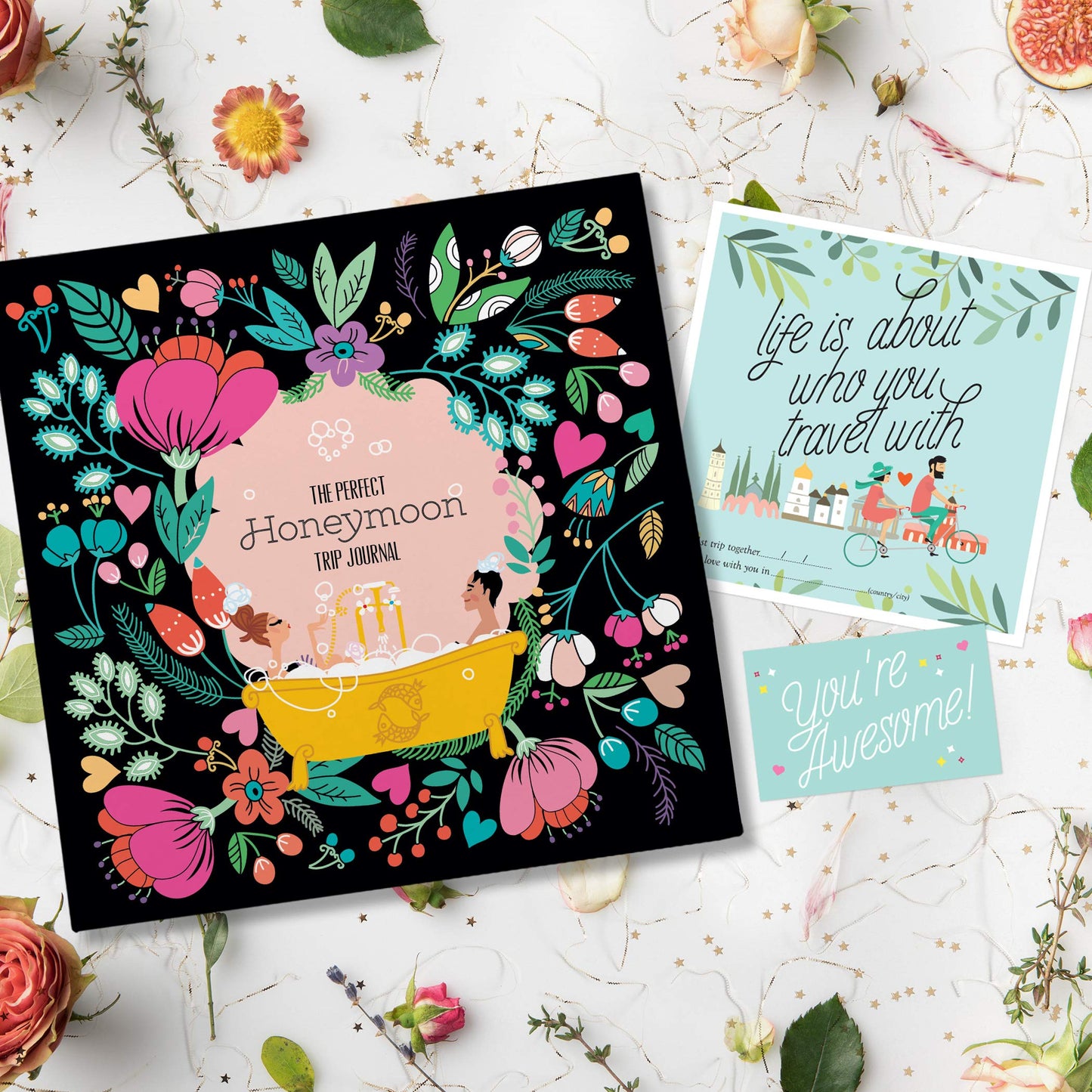 Honeymoon Get Away - Travel Journal for Newlyweds - Vow Renewal Gift -First Trip Together - Memory Book to Save the Happy Adventures of the New Husband and Wife - Just Married Wedding - Gift for Her