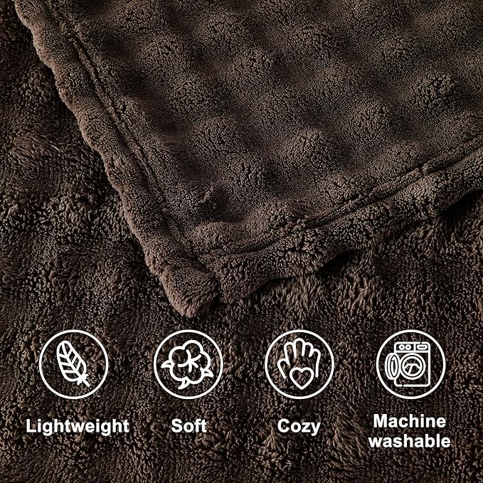 SOCHOW Travel Blanket for Airplane Train and Car, Soft Travel Blanket or Pillow 2 in 1 Compact with Portable Bag Pillowcase, Flight Blanket with Luggage Sleeve and Backpack Clip, Brown