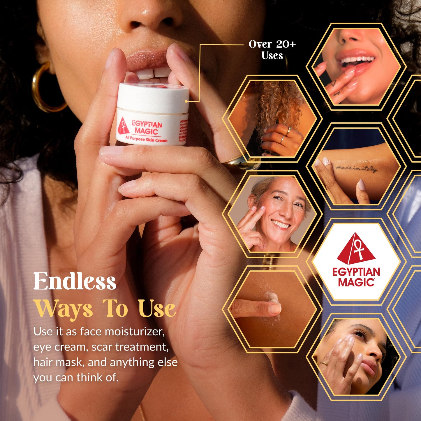 Egyptian Magic All Purpose Skin Cream - Face Moisturizer for Dry Skin Care with Royal Jelly, Honey & Olive Oil, Scar & Stretch Mark, Calming Body Balm, Travel Size, 0.25oz Jar