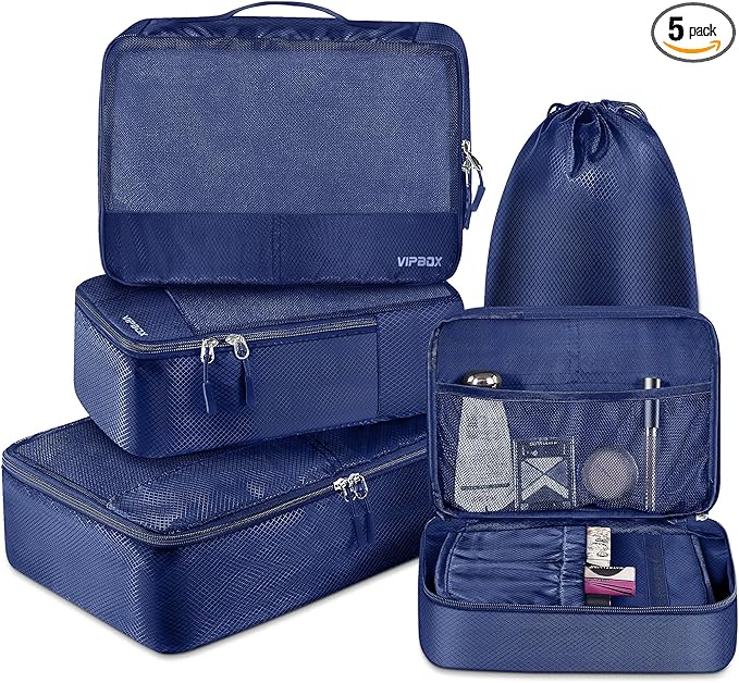 5 Set Packing Cubes Travel for Luggage Durable Suitcases Organizer Bags Lightweight Airplane Travel Vacation Essentials Accessories for Carry on (BLue)