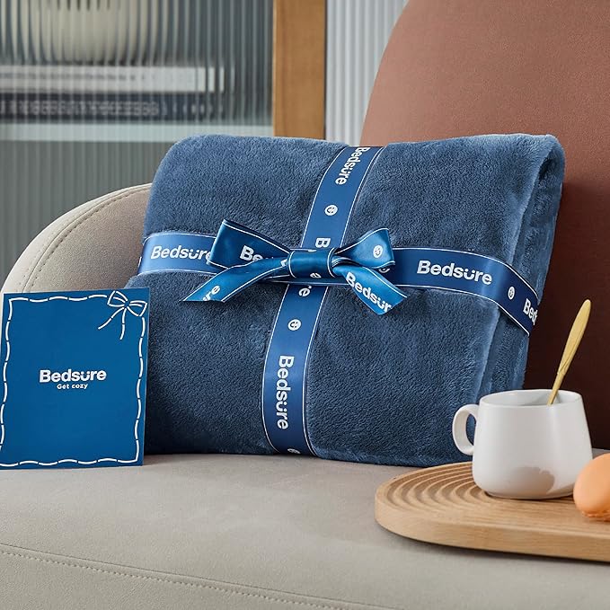 Bedsure GentleSoft Fleece Blanket California King Mineral Blue - Lightweight Plush Fuzzy Cozy Soft Bed Blankets, 102x96 inches