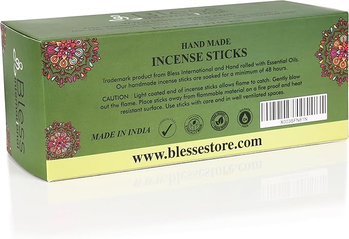 Bless-Opium 100%-Natural-Handmade-Hand-Dipped-Incense-Sticks Organic-Chemicals-Charcoal-Free Purification-Relaxation-Positivity-Yoga-Meditation Best-Woods-Scent (500 Sticks(26 OZ))
