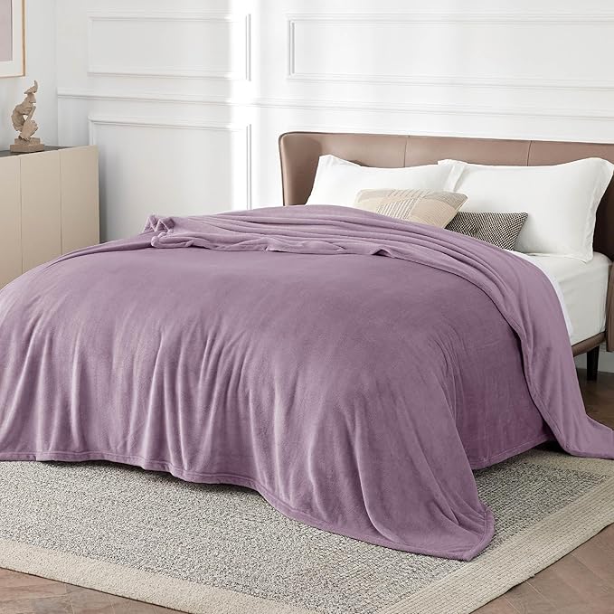 Bedsure GentleSoft Fleece Bed Blankets Queen Size Fog Purple - Soft Lightweight Plush Fuzzy Cozy Luxury Blanket Microfiber, 90x90 inches