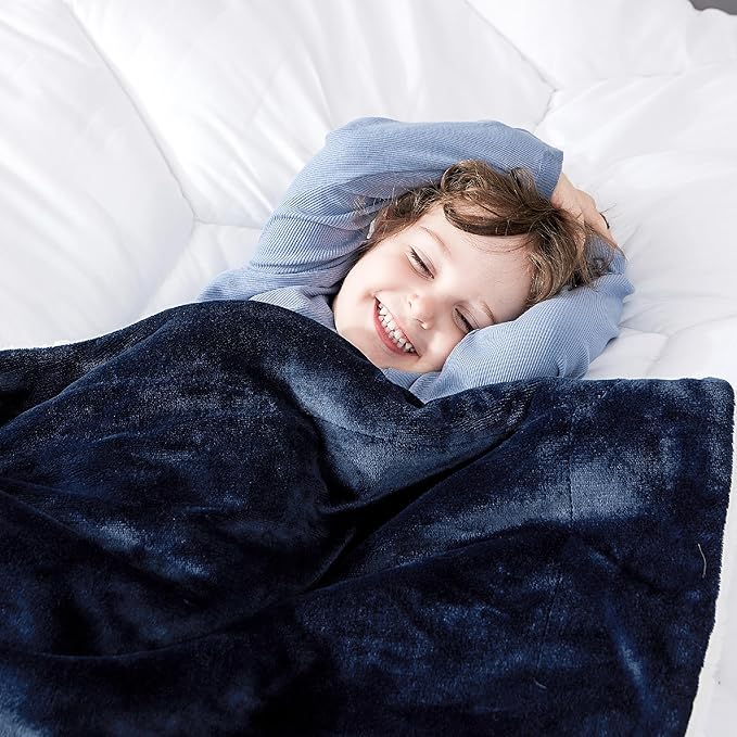 Bedsure GentleSoft Bedding Fleece Blanket for Girls and Boys - Soft Cozy Cute Small Throw Blankets for Travel, 43x55 Inches, Navy